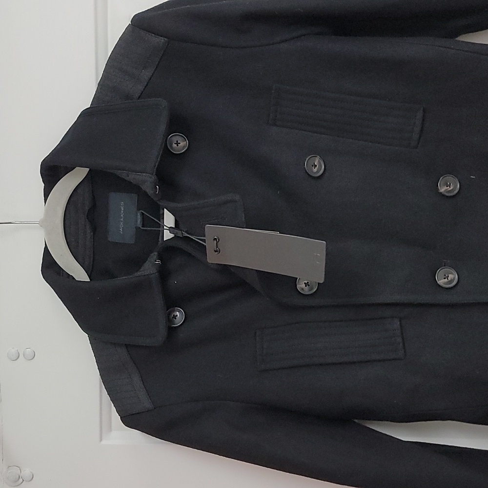 Jack and Jones Wool TIm Coat Dbl Breastd Dbl Collar peacoat Mens - Picture 3 of 14